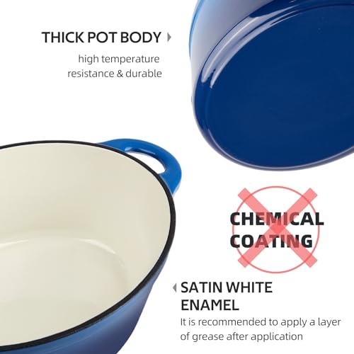 Alathote 5.5 Quart Oval Enameled Cast Iron Dutch Oven Pot with Lid, Oven Safe up to 550° F & Dishwasher Safe, Sturdy Dutch Oven Cookware - Image 4