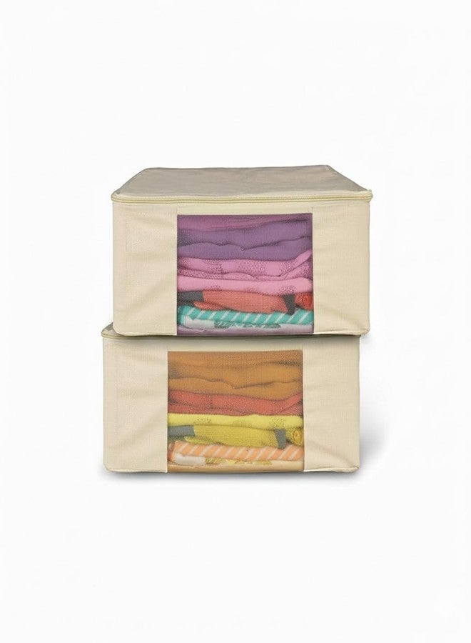 HOLLIO Cotton Canvas Clothes Storage Bags Saree Covers For Storage Saree Covers with Zip for Storage Design for Woman Dresses, Sarees, Lehengas for Wardrobe Organizer (2, COTTON BEG(17 x 14 x 7 Inch)) - Image 1
