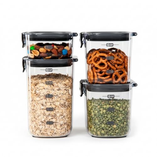 Progressive International ProKeeper+ 4-Piece Clear Plastic Modular Airtight Pantry Food/Snack Kitchen Storage Organization Container Canister Set - Image 1