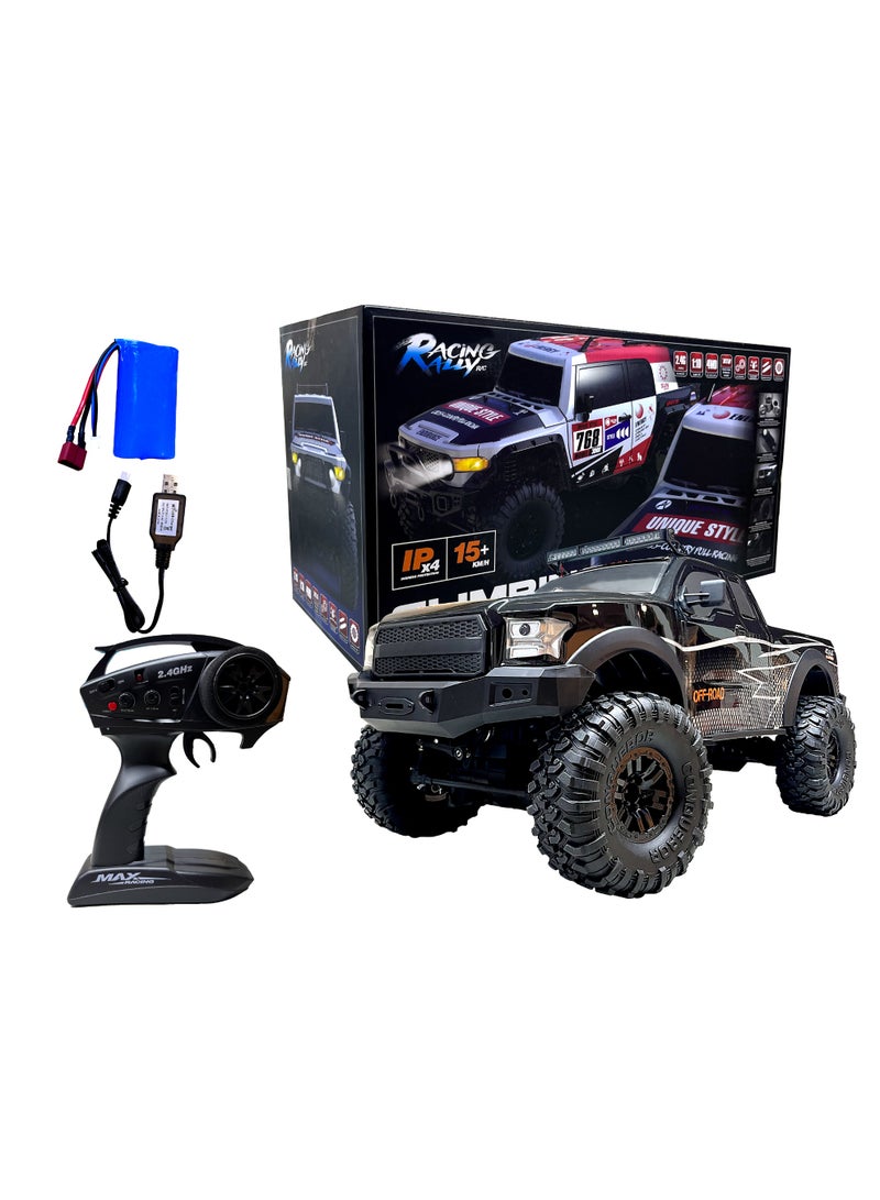 مايتويز سيارتي 1/10 مقياس سيارة زحف RC 4WD تحكم عن بعد شاحنة الطرق الوعرة - زاحف صخري من فئة الهوايات مع هيكل صلب ABS، محرك عالي القوة 540، أضواء LED، وبطارية قابلة للشحن 7.4V - سرعة قصوى 15 كم/س - Image 1