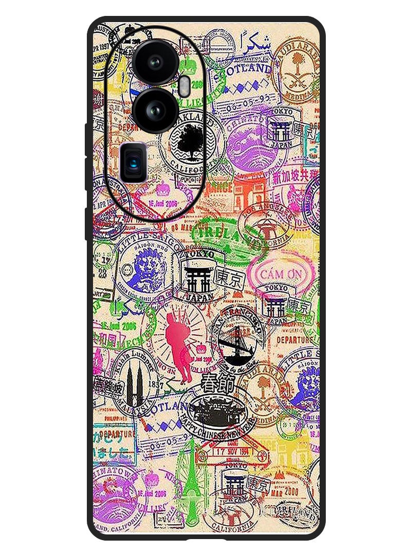 Theodor Protective Case Anti Scratch Shock Proof Bumper Cover For Oppo Reno 10 Pro Plus Passport Stamp - Image 1