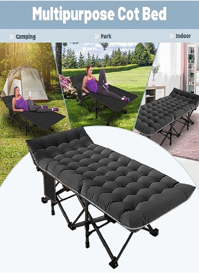 CS Folding Camping Bed Double Layer Oxford Strong Heavy Duty Sleeping Cots with Carry Bag  - Image 2