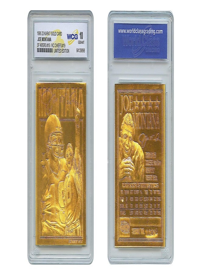 WCG 1995 Joe Montana SF 49ers / KC Chiefs 23K Gold Sculptured Card - Graded GEM Mint 10 - Image 2