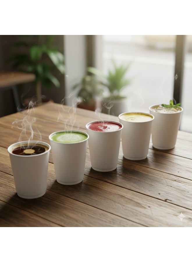 أكواب ورقية بيضاء 50 قطعة، أكواب قهوة ورقية 8 أونص، أكواب شاي وماء للاستعمال مرة واحدة، صديقة للبيئة - أبيض - Image 4