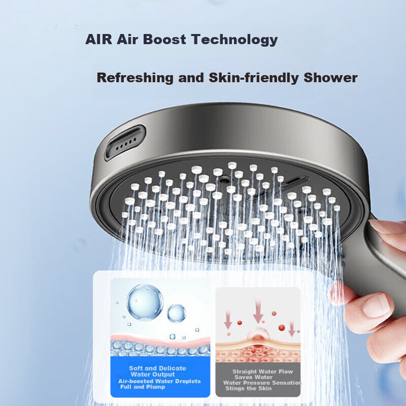 SUPOR Turbo-Powered Handheld Shower Head, High-Pressure Spray Nozzle, Showerhead with Adjustable Water Flow, Spray Gun, Gray S - Image 2