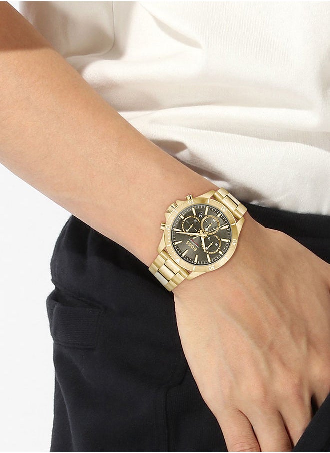 HUGO BOSS - Men Chronograph Round Shape Stainless Steel Wrist Watch 45 mm - Image 1