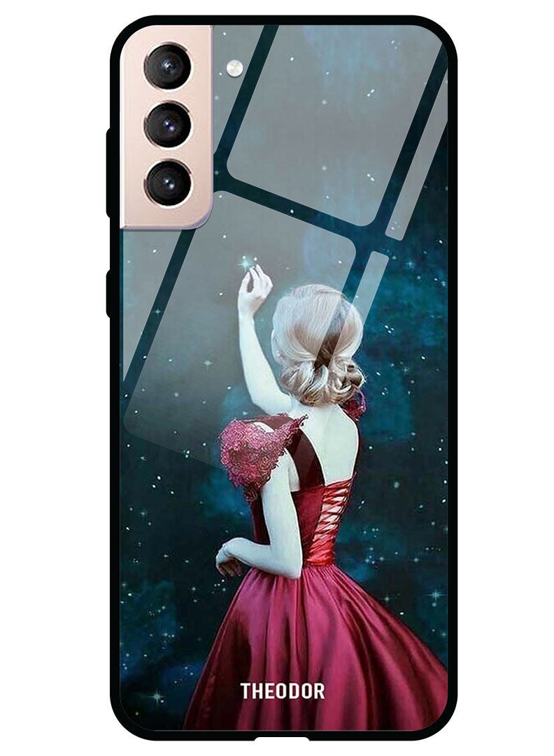 Theodor Protective Tempered Glass Case Cover Samsung Galaxy S21 PLUS  Girl Touching Star - Image 1
