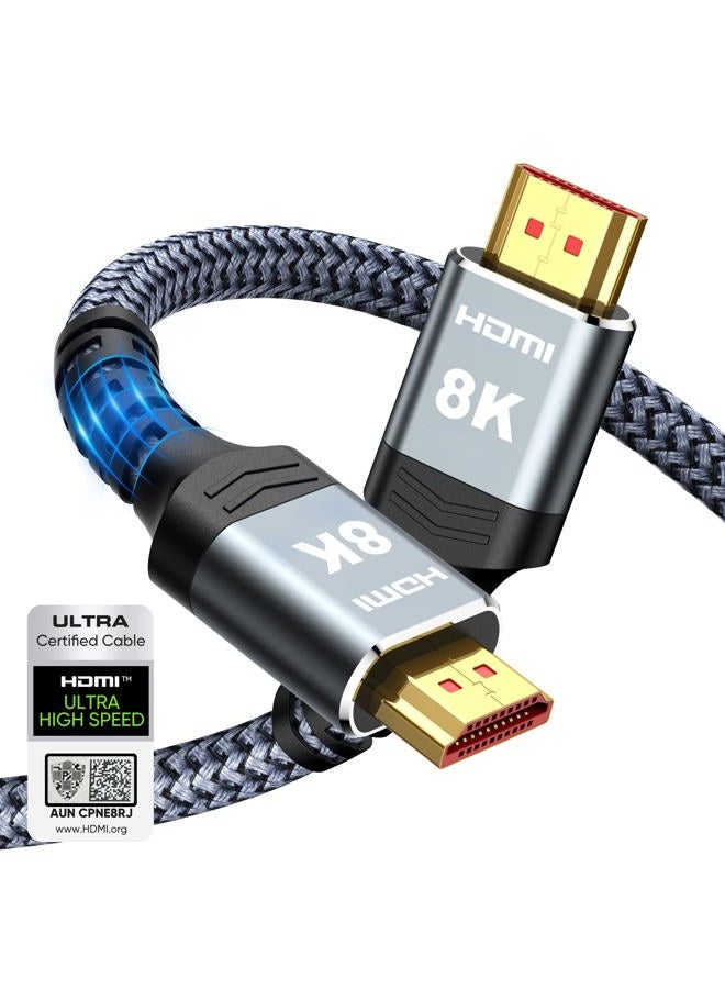 Highwings 8K 10K 4K HDMI Cable 48Gbps 6.6FT/2M, Certified Ultra High Speed HDMI Cable Braided Cord-4K@120Hz 8K@60Hz, DTS:X, HDCP 2.2 & 2.3, HDR 10 Compatible with Roku TV/PS5/HDTV/Blu-ray - Image 1