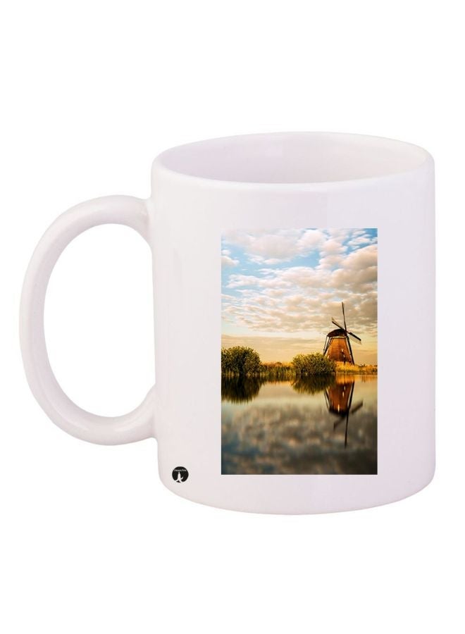 RYN Landscape Printed Coffee Mug White/Grey/Blue 11ounce
