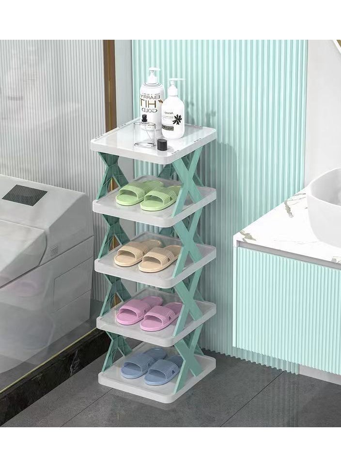Swift 4 Tiers Shoe Organizer, Free Standing Shoe Storage, Stackable Shoe Rack for Closet, Entryway, Small Space, Corner, Bedroom Green 
