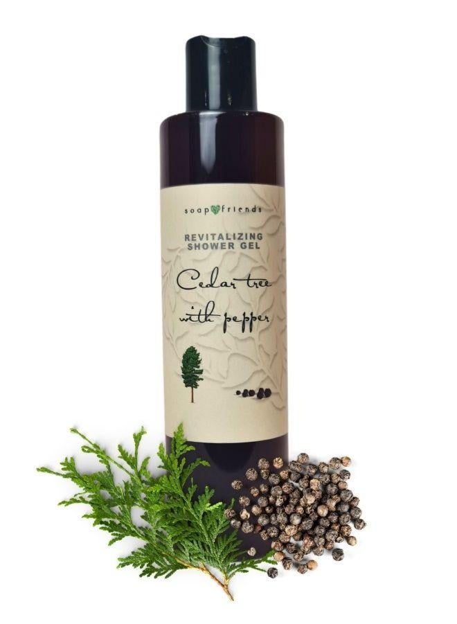 الصابون والأصدقاء جل استحمام Soap&Friends برائحة خشب الأرز والفلفل مع زيت الأفوكادو المرطب - غسول طبيعي للجسم للرجال والنساء - منظف منشط لبشرة ناعمة ورطبة - 250 مل - Image 1