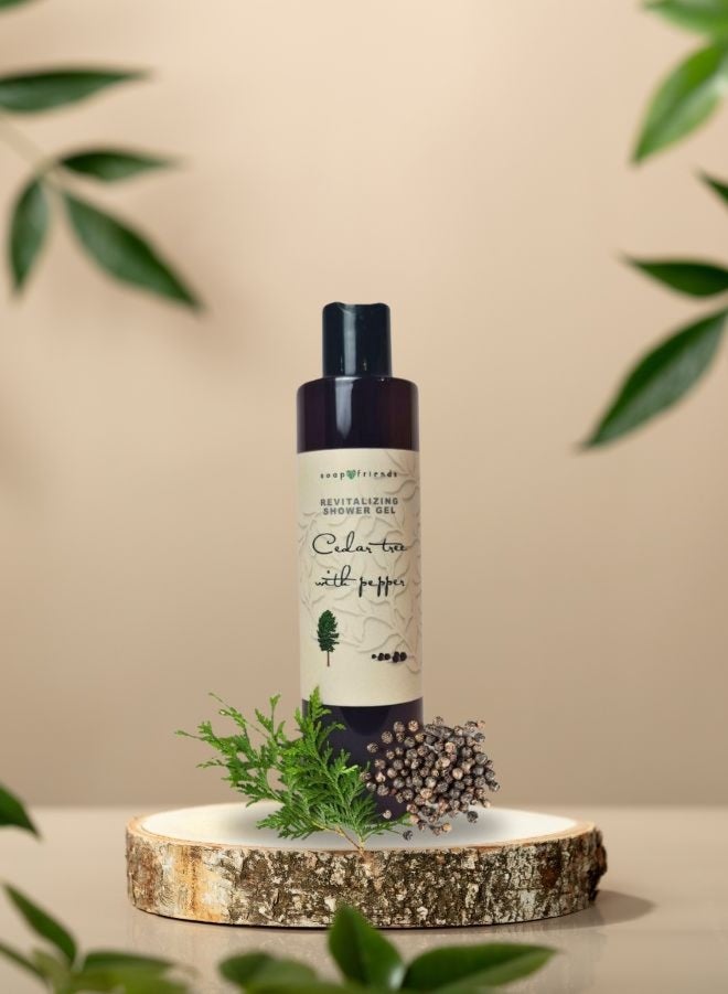 الصابون والأصدقاء جل استحمام Soap&Friends برائحة خشب الأرز والفلفل مع زيت الأفوكادو المرطب - غسول طبيعي للجسم للرجال والنساء - منظف منشط لبشرة ناعمة ورطبة - 250 مل - Image 5