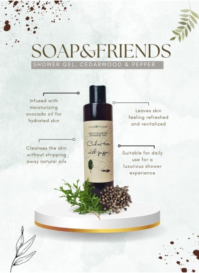 Soap&Friends - Soap&Friends Cedarwood and Pepper Shower Gel with Moisturizing Avocado Oil - 250 ml - Image 1