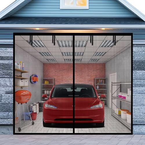 Iduontis Garage Door Screen for 1 Car Garage 10x8FT, Magnetic Screen Garage with Retractable Fiberglass Mesh and Heavy Duty Weighted Bottom, Easy Assembly & Pass, Hands Free Screen Door Kit - Image 1