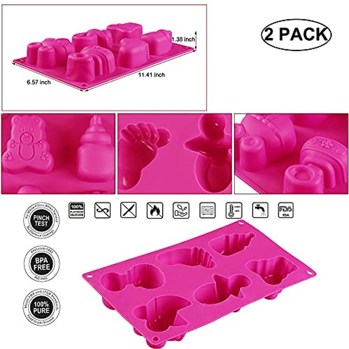 BENEKIY 2 Pack Cute Baby Silicone Molds, 3D Baby Shower Themed Baking Mould, Cake Decorating Tools for Chocolate, Soap, Sugar Craft, Candy, Cupcake Topper, Polymer Clay - Image 5