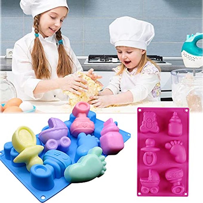 BENEKIY 2 Pack Cute Baby Silicone Molds, 3D Baby Shower Themed Baking Mould, Cake Decorating Tools for Chocolate, Soap, Sugar Craft, Candy, Cupcake Topper, Polymer Clay - Image 3