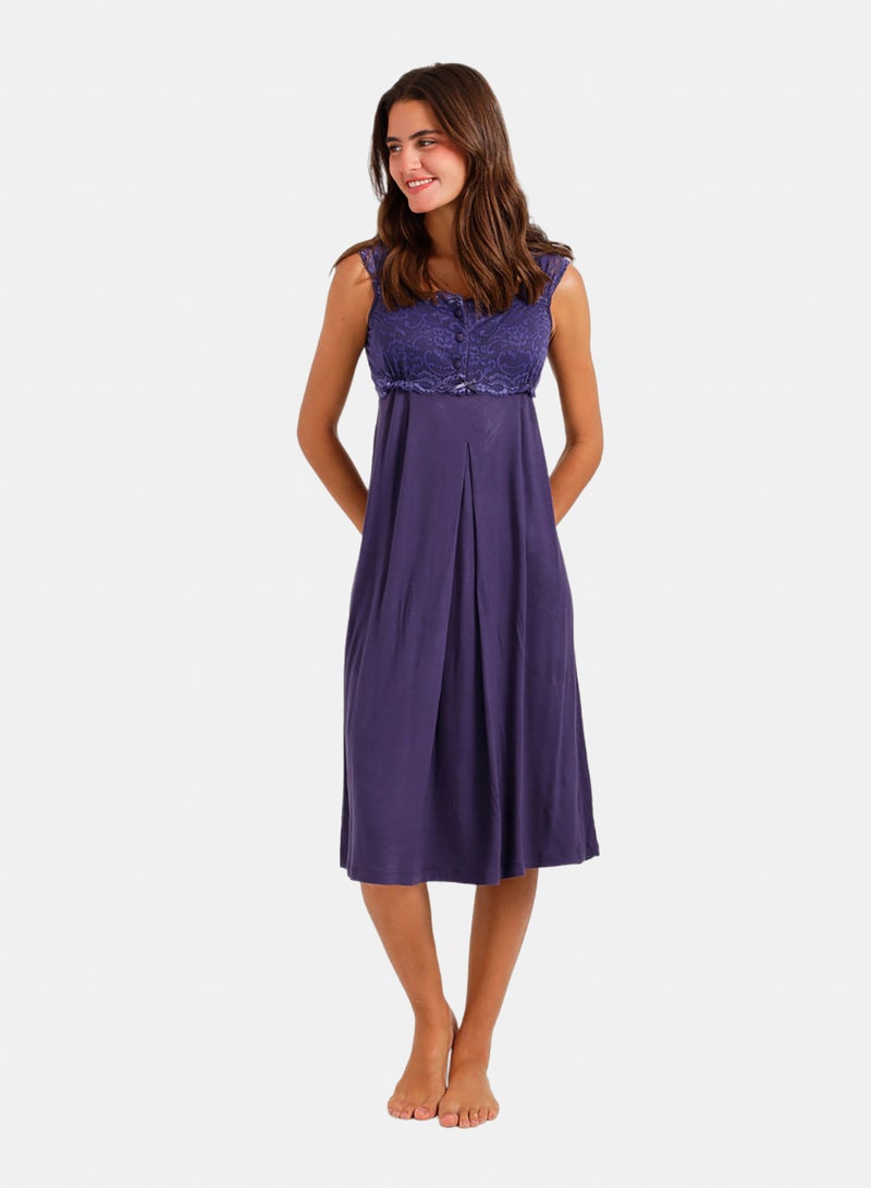 Carina Lace-Trim Nightgown Set - Image 1
