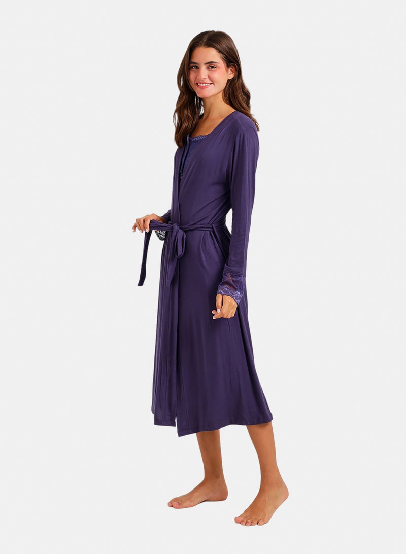 Carina Lace-Trim Nightgown Set - Image 4