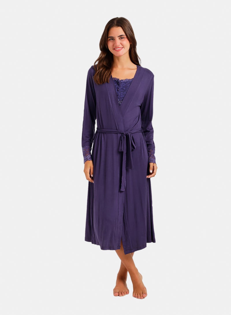 Carina Lace-Trim Nightgown Set - Image 2