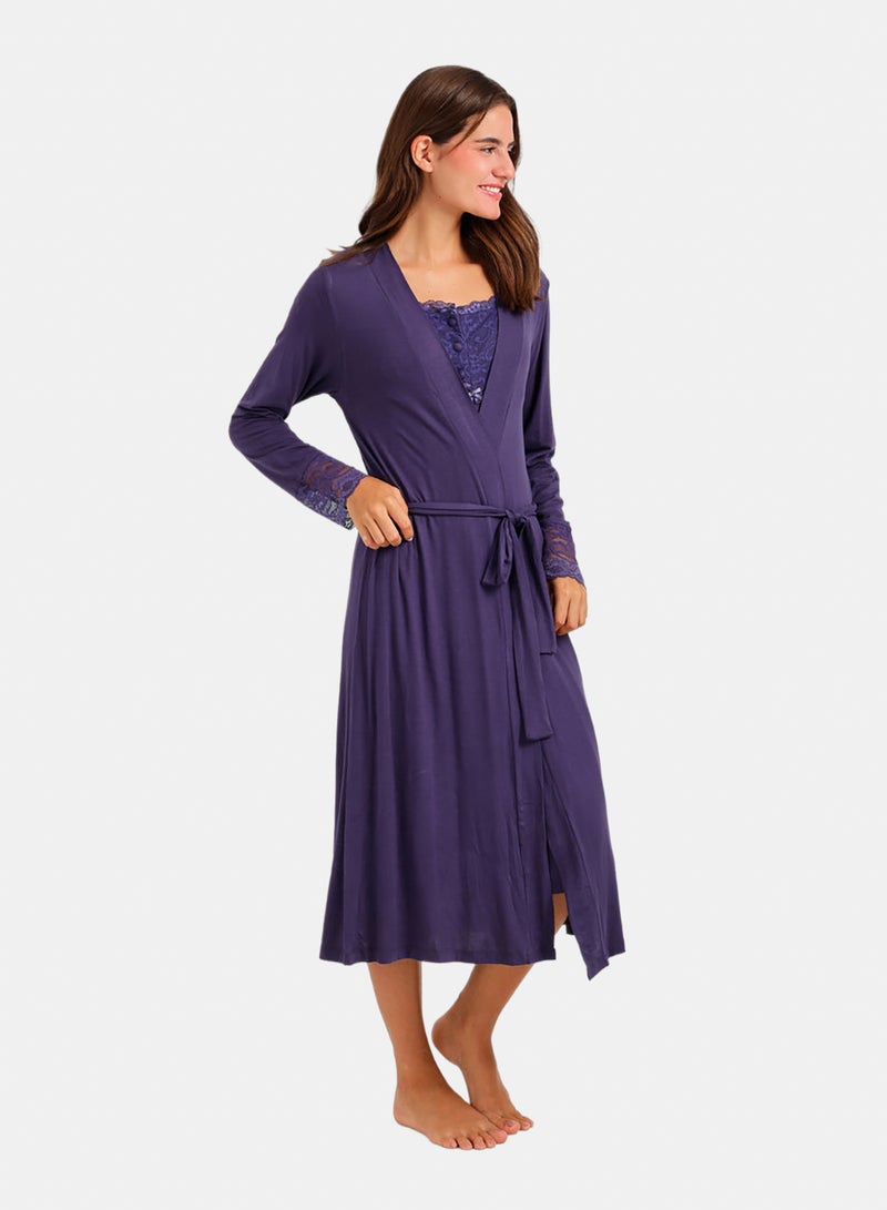 Carina Lace-Trim Nightgown Set - Image 3