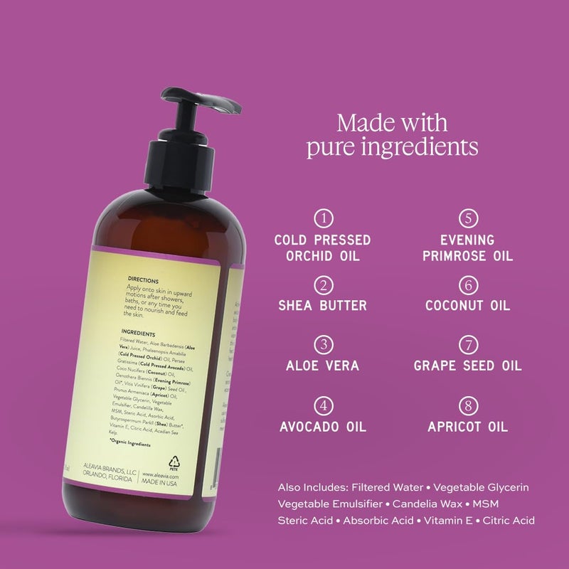 Aleavia Orchid Prebiotic Body Lotion â€“ Lightly Scented, All-Natural Moisturizing Body Lotion with Organic Essential Oils for Soft, Smooth Skin â€“ 12 Oz - Image 2