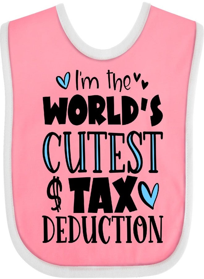 inktastic I'm the World's Cutest Tax Deduction Blue Hearts Baby Bib Pink and White 3acba - Image 1