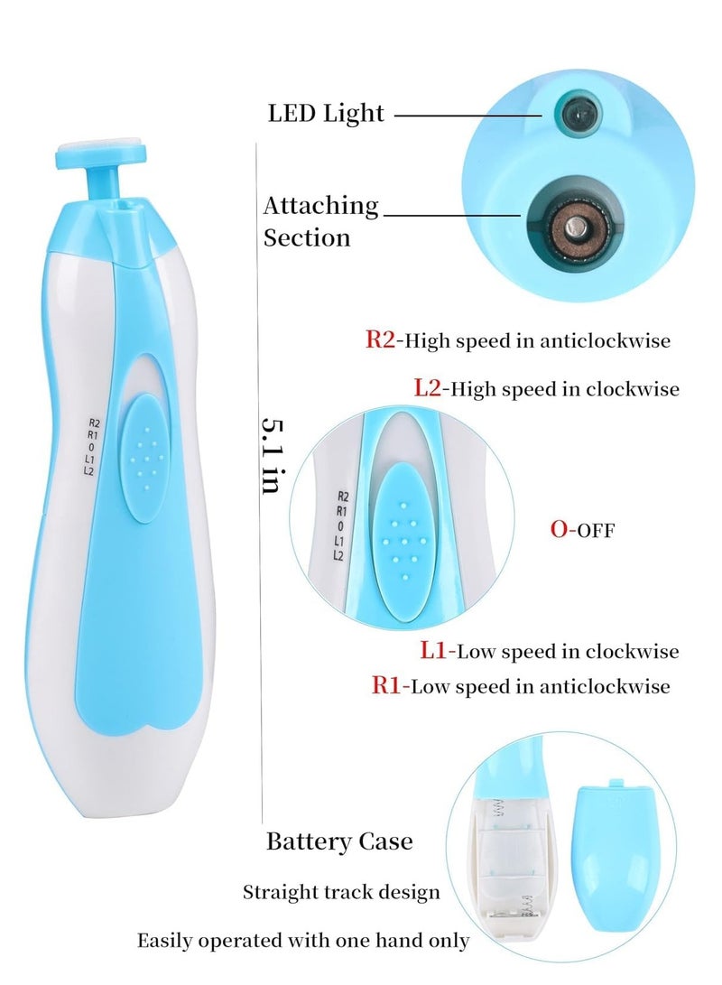 Baby Nail Trimmer Electric No Sharp Claws Hurt, Baby Nail File Kit Manicure Set,6 in 1 Safety Cutter Trimmer Clipper for Toes and Fingers Blue - Image 3