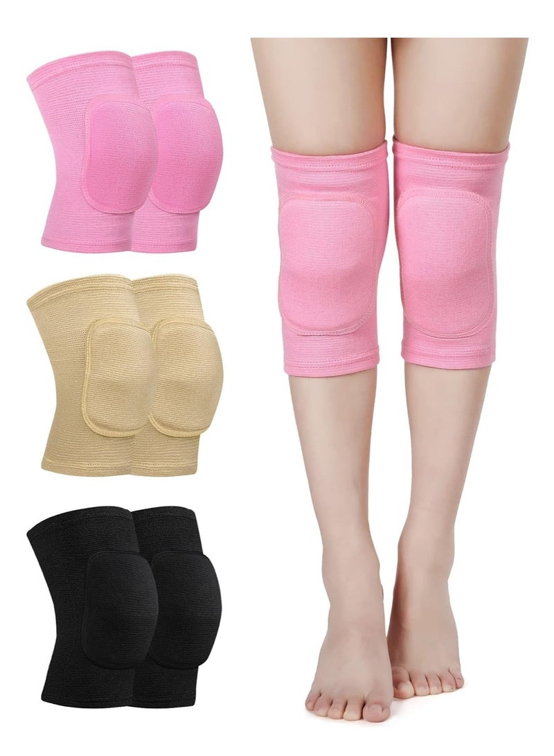 SYOSI 3 Pairs Dance Knee Pad Volleyball Knee Pads, with Sponge Knee Protector Guards, for Adult Kids Sports Dance Football Gym Skating Yoga Pole Floor Dance Non-slip Elastic Padded Knee Brace Support - Image 1