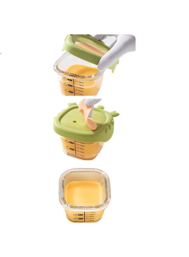 Beptides Beipesi Baby Glass Food Container With Lid, Fresh-Keeping Storage, Suitable For Steamed Egg Custard, Specialized Infant Feeding Bowl, Pumpkin Orange - Image 3