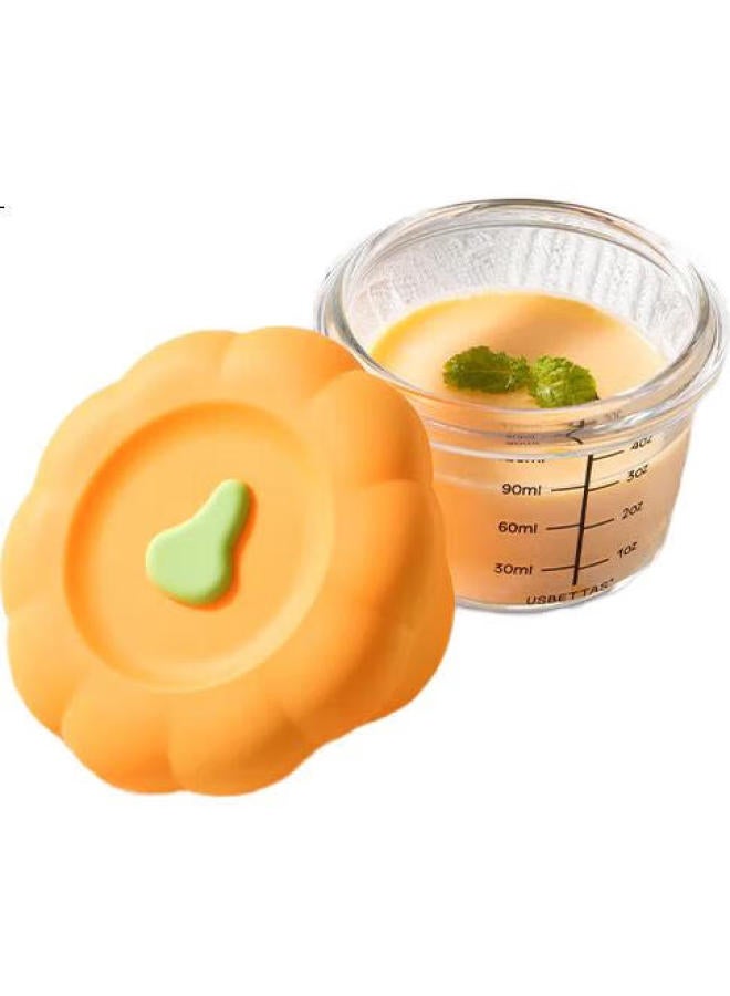 Beptides Beipesi Baby Glass Food Container With Lid, Fresh-Keeping Storage, Suitable For Steamed Egg Custard, Specialized Infant Feeding Bowl, Pumpkin Orange - Image 2