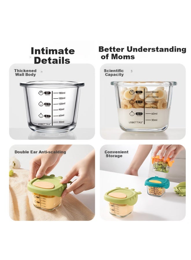 Beptides Beipesi Baby Glass Food Container With Lid, Fresh-keeping Storage, Suitable For Steamed Egg Custard, Specialized Infant Feeding Bowl, Pumpkin Orange - Image 4