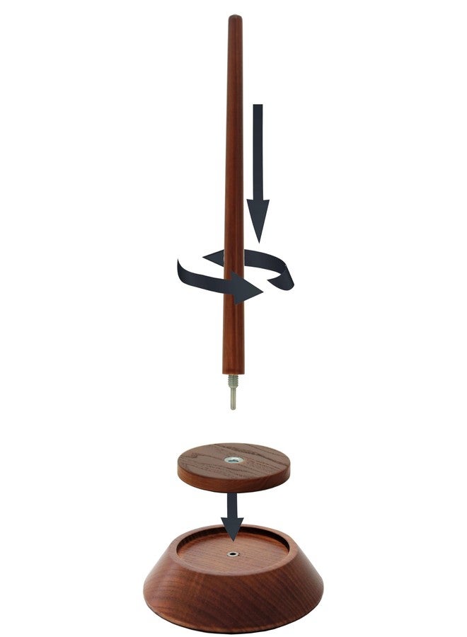 BarvA Big Wood Yarn Holder Advanced Metal Twirling Mechanism Lazy Susan Stand Ball Spindle Sewing Crocheting Tool Wool Cord Organizer Ribbon Storage Knitting Winder Embroidery Thread Crochet Accessory - Image 2