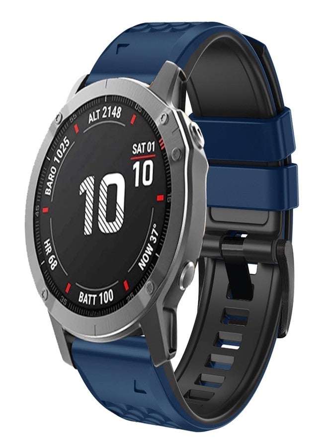 OUTVI 22mm watch band for garmin fenix 7 fenix 6 pro solar fenix 5 quick release silicone watch strap for garmin instinct 2 solar forerunner 965 955 945 epix 2 pro (Color : 22-Captain Blue-Black) - Image 1