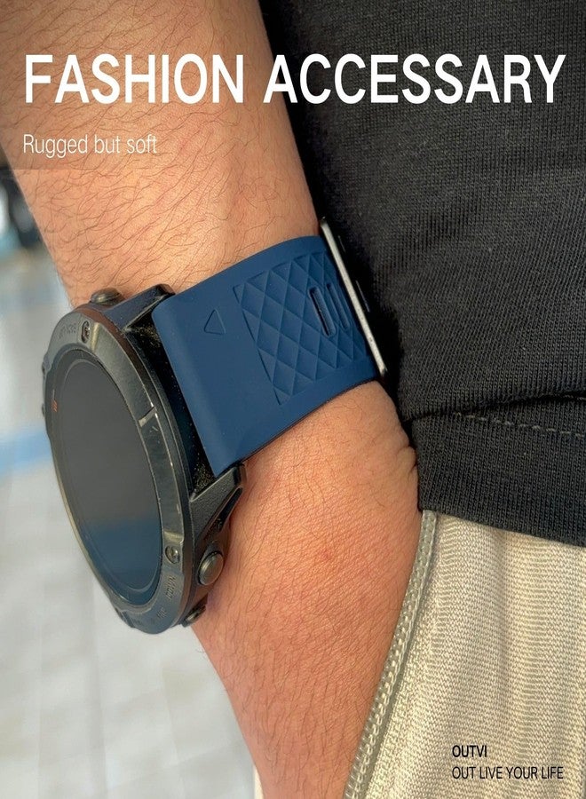 OUTVI 22mm watch band for garmin fenix 7 fenix 6 pro solar fenix 5 quick release silicone watch strap for garmin instinct 2 solar forerunner 965 955 945 epix 2 pro (Color : 22-Captain Blue-Black) - Image 5