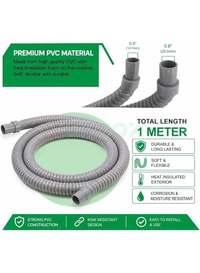 SILTOX Flexible PVC AC Drain Hose Pipe with Foam Film Insulation Grey 1 Meter - Image 2