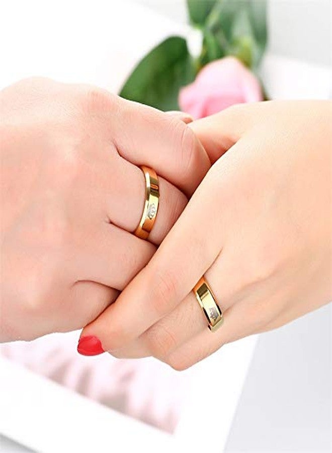 Uloveido Gold King and Queen Rings for Couples - 2pcs His and Hers Stainless Steel Matching Ring Sets for Him and Her - 2 pcs Promise Engagement Wedding Band Gold Comfort Fit Rings for Couple Lovers - Image 2