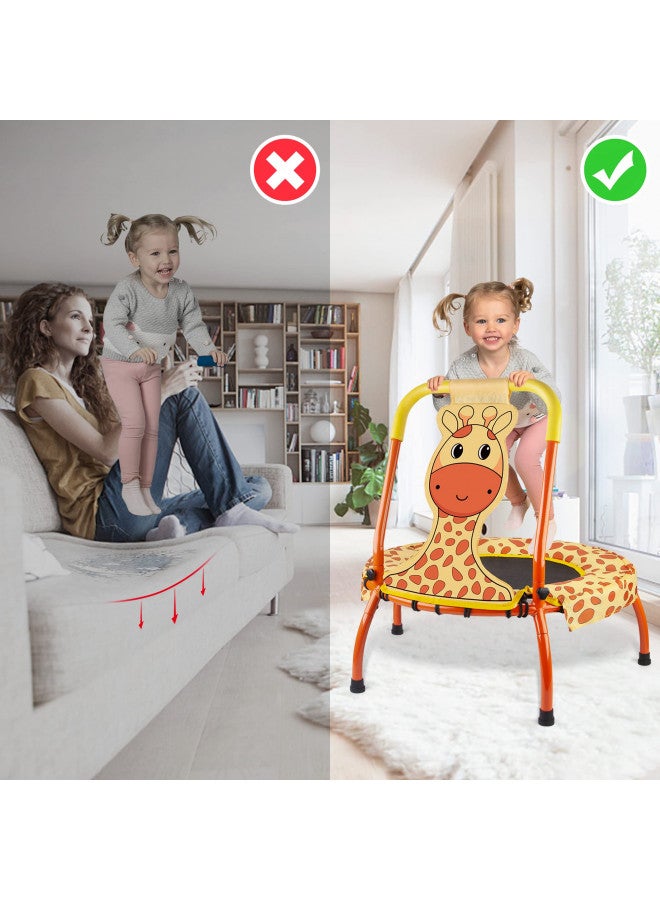 Yeeeasy Toddler Trampoline Baby Trampoline - Mini Trampoline for Kids 1 Year Plus Nursery Trampoline with Handle, Baby Gifts for Boys and Girls, Indoor and Outdoor, Giraffe - Image 3