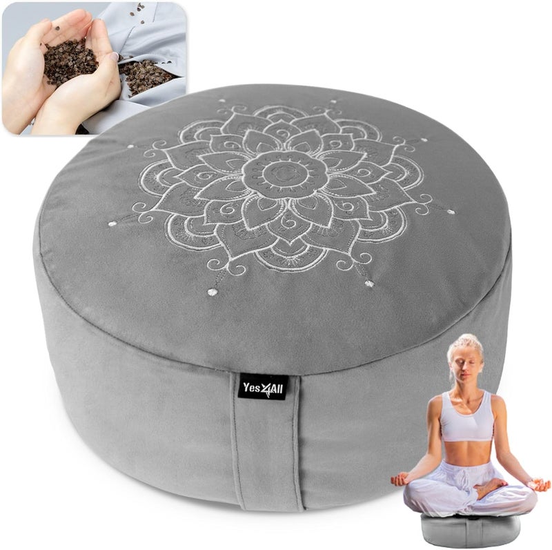 Yes4All Meditation Cushion Floor Pillow Foam Zafu Buckwheat Mandala Pattern Yoga Meditation Bolster Pillows Floor Cushions - Image 1