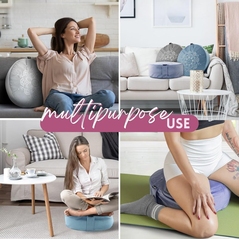 Yes4All Meditation Cushion Floor Pillow Foam Zafu Buckwheat Mandala Pattern Yoga Meditation Bolster Pillows Floor Cushions - Image 5