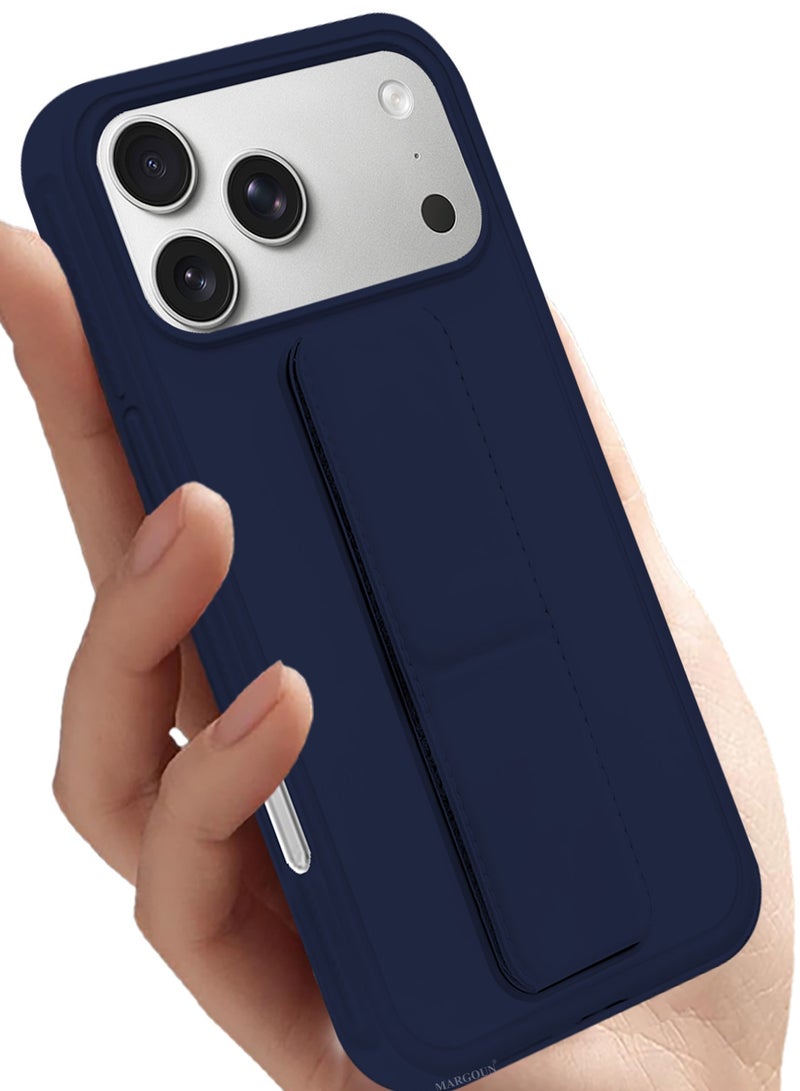 دوسالا غطاء حافظة للهاتف من نوع iPhone 17 Pro Max، حامل بيد مزدوج، مغناطيسي، مقاوم للصدمات، يجمع بين الحماية والوظائف متعددة، بتصميم مزدوج مخصص للهاتف - أزرق داكن - Image 4