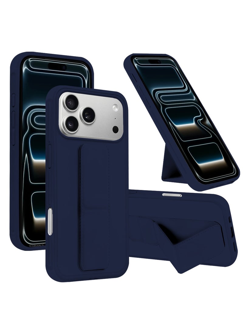 دوسالا غطاء حافظة للهاتف من نوع iPhone 17 Pro Max، حامل بيد مزدوج، مغناطيسي، مقاوم للصدمات، يجمع بين الحماية والوظائف متعددة، بتصميم مزدوج مخصص للهاتف - أزرق داكن - Image 1