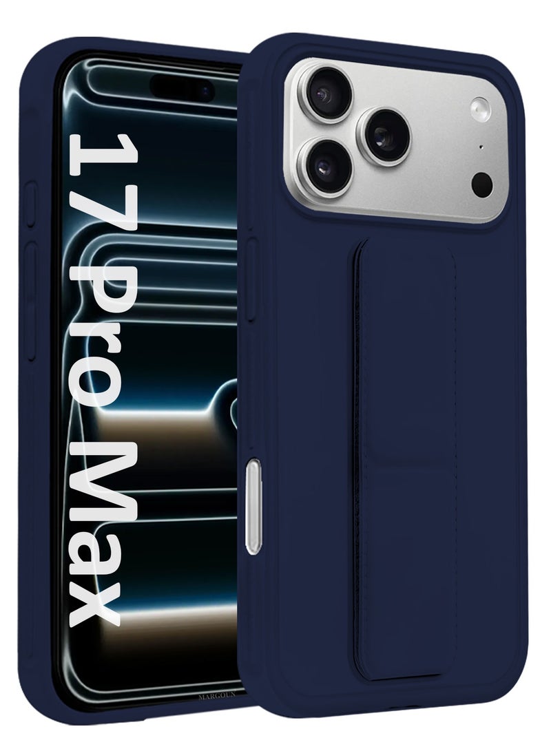 دوسالا غطاء حافظة للهاتف من نوع iPhone 17 Pro Max، حامل بيد مزدوج، مغناطيسي، مقاوم للصدمات، يجمع بين الحماية والوظائف متعددة، بتصميم مزدوج مخصص للهاتف - أزرق داكن - Image 2