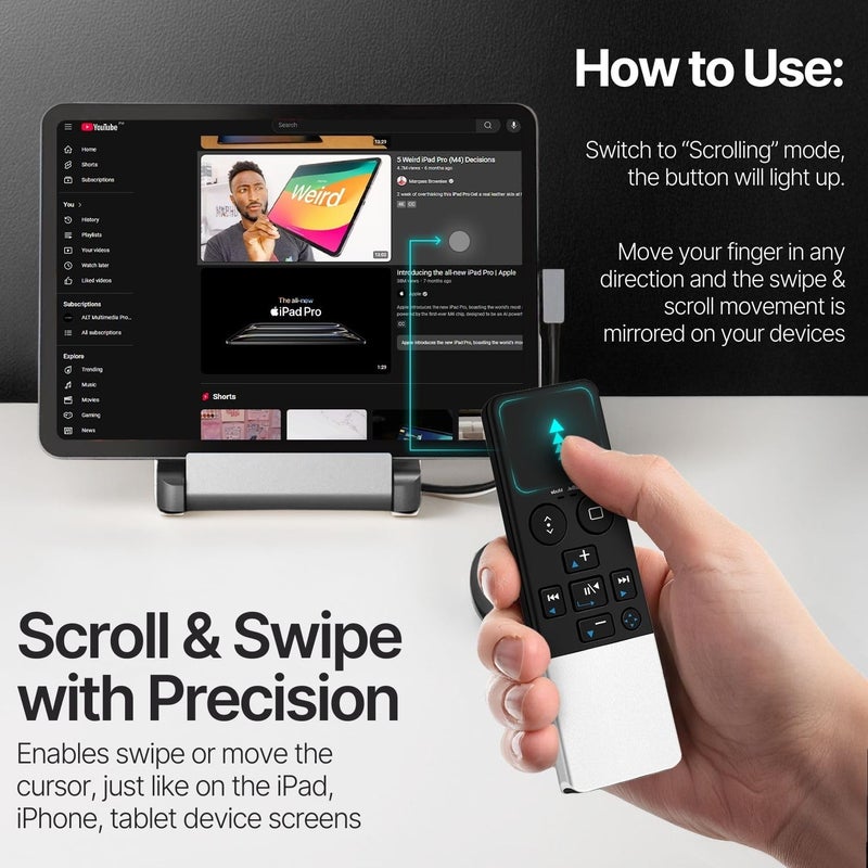 TNP Products TNP Bluetooth Remote Control for iPad iPhone - Trackpad Media Presenter for iOS Mac Android Tablet PC - Wireless Camera Shutter, Media Button, Presentation Clicker, iPad Air Pro, MacBook Pro Mini M1 - Image 2