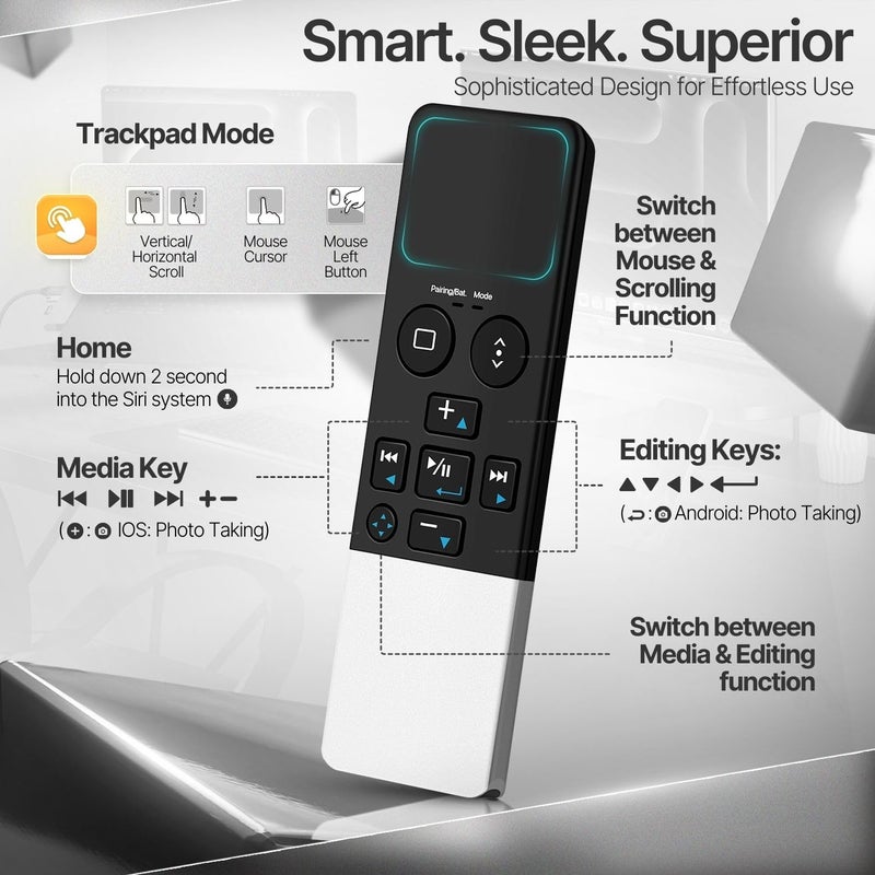 TNP Products TNP Bluetooth Remote Control for iPad iPhone - Trackpad Media Presenter for iOS Mac Android Tablet PC - Wireless Camera Shutter, Media Button, Presentation Clicker, iPad Air Pro, MacBook Pro Mini M1 - Image 3