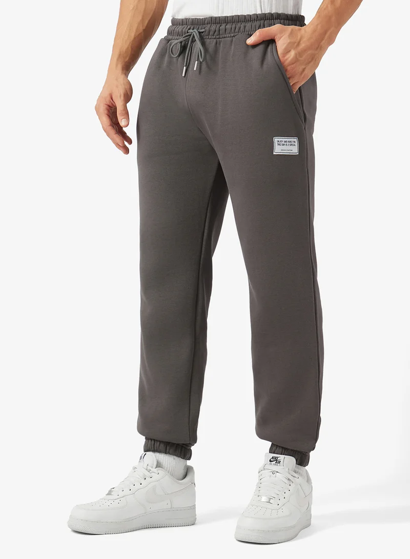 Seventy Five Basics Regular Fit- Elastic Cuff- Woven Badge Joggers
