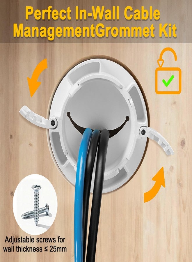 ZhiYo in-Wall Cable Management Kit for TV, White TV Cord Hider Kit, Behind Wall Cable Management for Mounted TVs, Cord Concealer Kits with 2 Wire Pass Throughs and 1 Hole Saw Drill Attachmen - Image 4