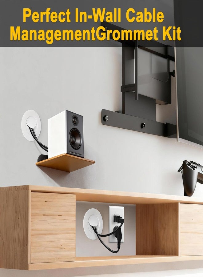 ZhiYo in-Wall Cable Management Kit for TV, White TV Cord Hider Kit, Behind Wall Cable Management for Mounted TVs, Cord Concealer Kits with 2 Wire Pass Throughs and 1 Hole Saw Drill Attachmen - Image 2