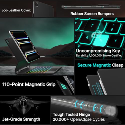 typecase Keyboard Case for iPad Pro 13-inch (M5 2025 / M4 2024), Magic Keyboard with 11 Colors Backlight, Keyboard Case with Pencil Holder, Multi-Touch Trackpad,Easy-Set Magnetic Stand, Black - Image 5