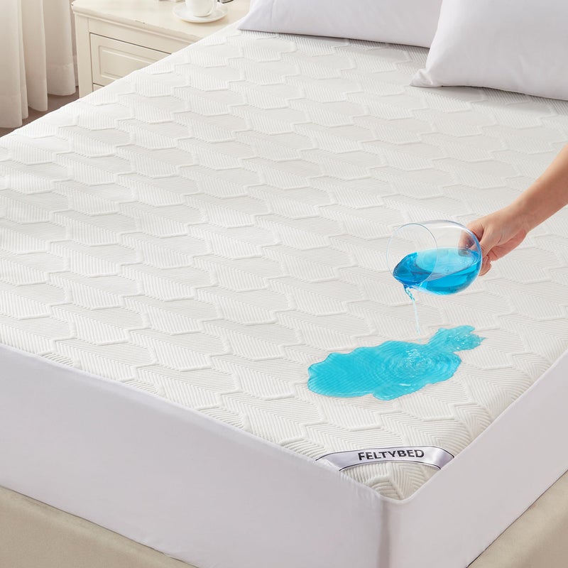 Twin Size Waterproof Mattress Protector 40 Rayon Derived from Bamboo Cooling Mattress Pad Cover 3D Air Fabric Breathable Mattress Pad Fitted with Deep Pocket 6 15 Machine Washable