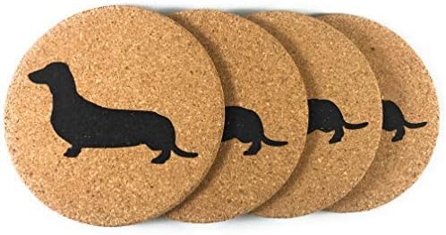 Ergonflow Dachshund Weiner Dog Gift Cork 4 Pack Drink Coasters Set - Basic Design Wiener Dog Decor - Perfect Decoration for Doxie Lovers - Image 2